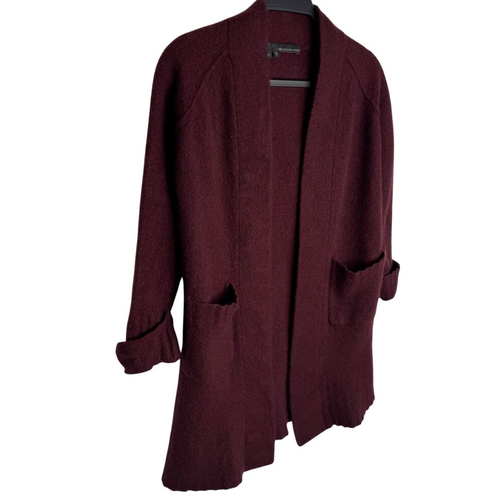 360 100% Cashmere Women's Medium Burgundy Open Cardigan Long Sleeve Sweater‎ - Picture 10 of 10